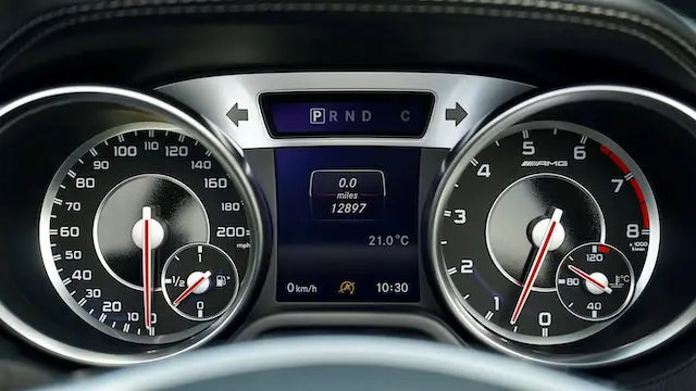  A car dashboard with all the different elements