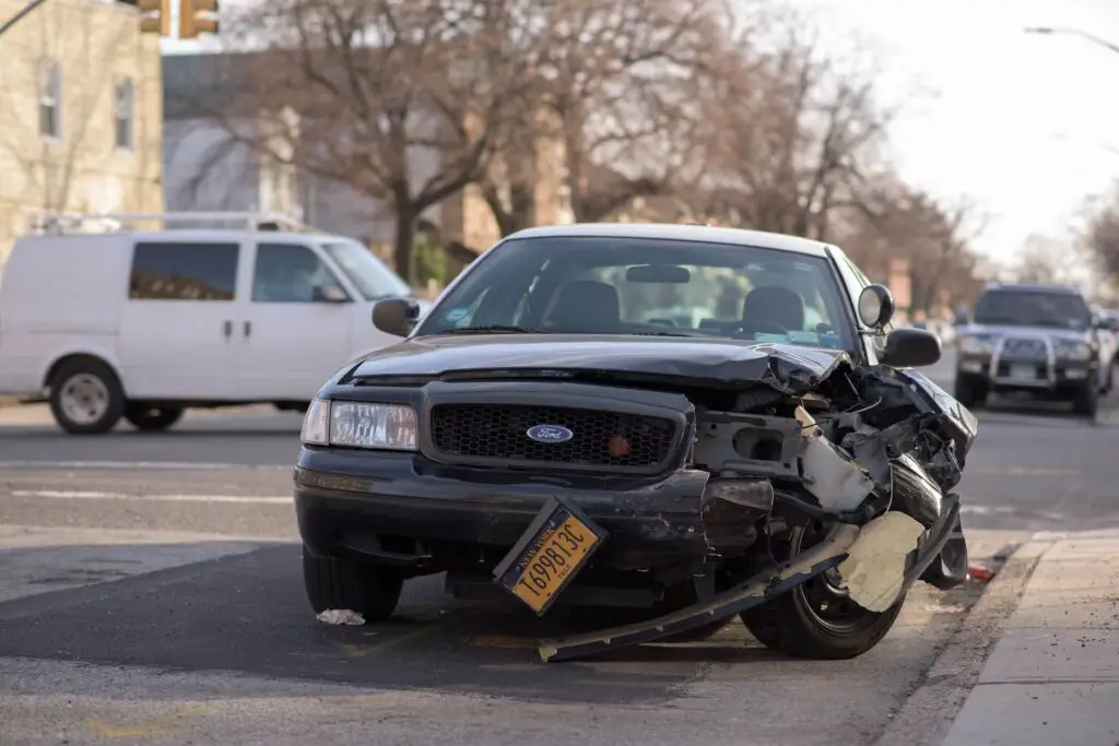 A damaged car