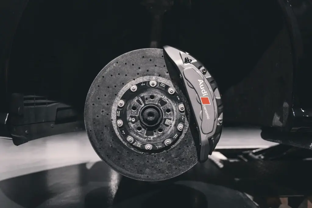 Brake pads on a wheel