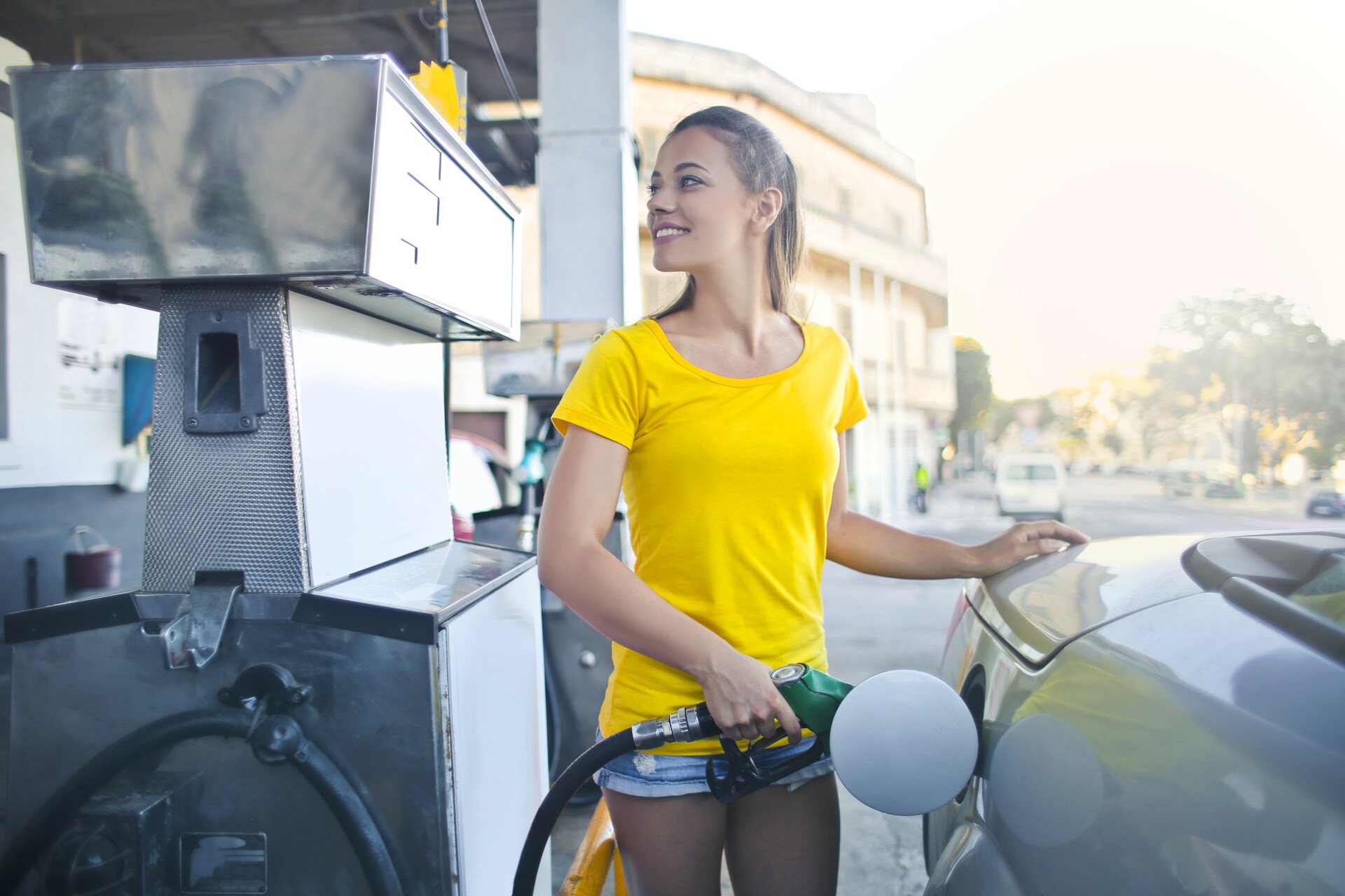 Woman at the gas station