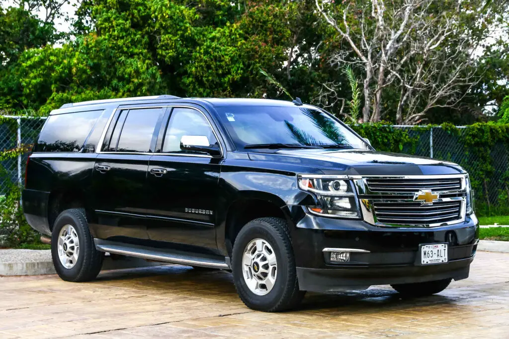 A black Chevrolet Suburban car