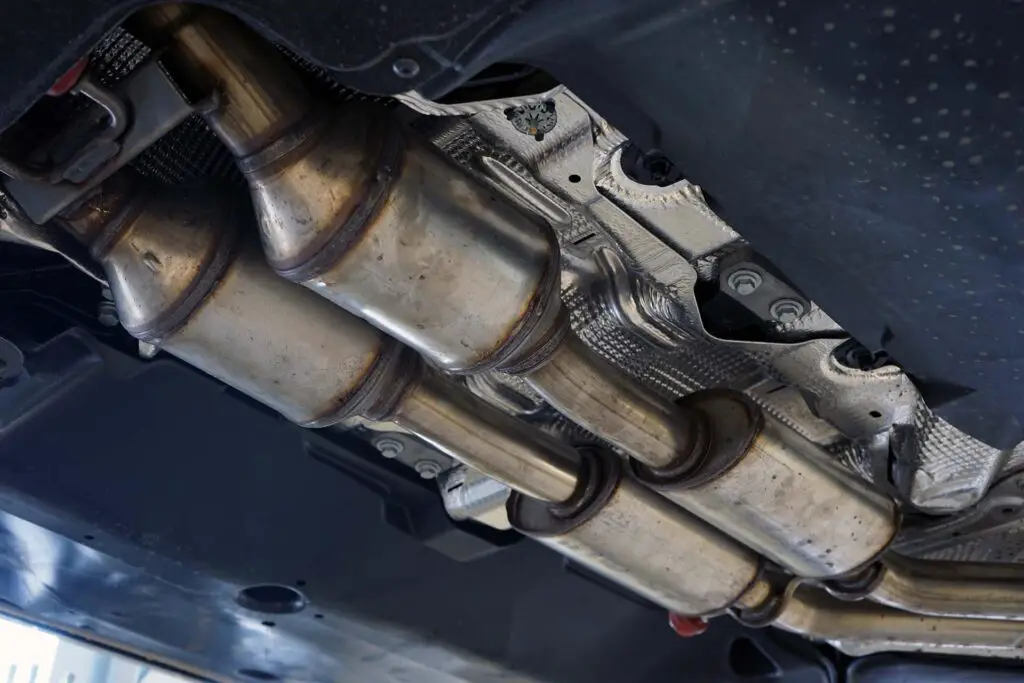 A catalytic converter installed on a modern car