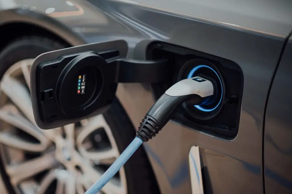 An electric car charging