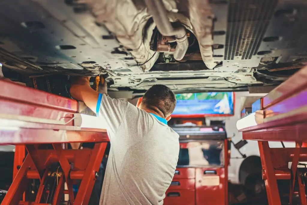 Mechanic repairing a car