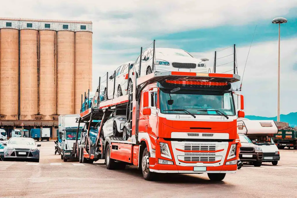 Car transporter at the port