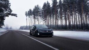 Volkswagen Golf car on the road