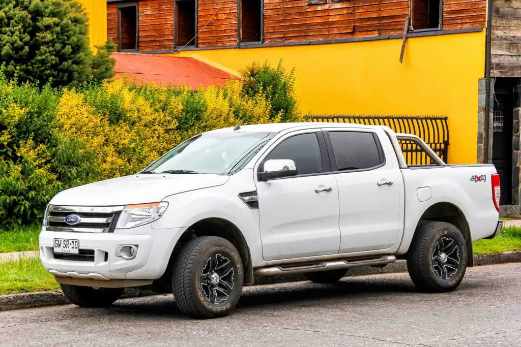 Pickup truck Ford Ranger in the town street.