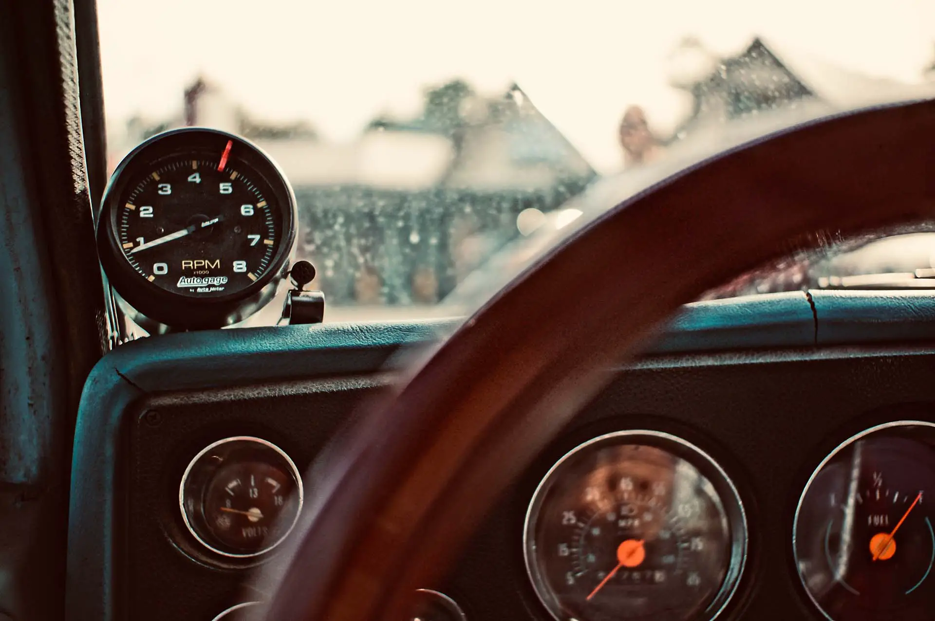 A black boost gauge on a windshield