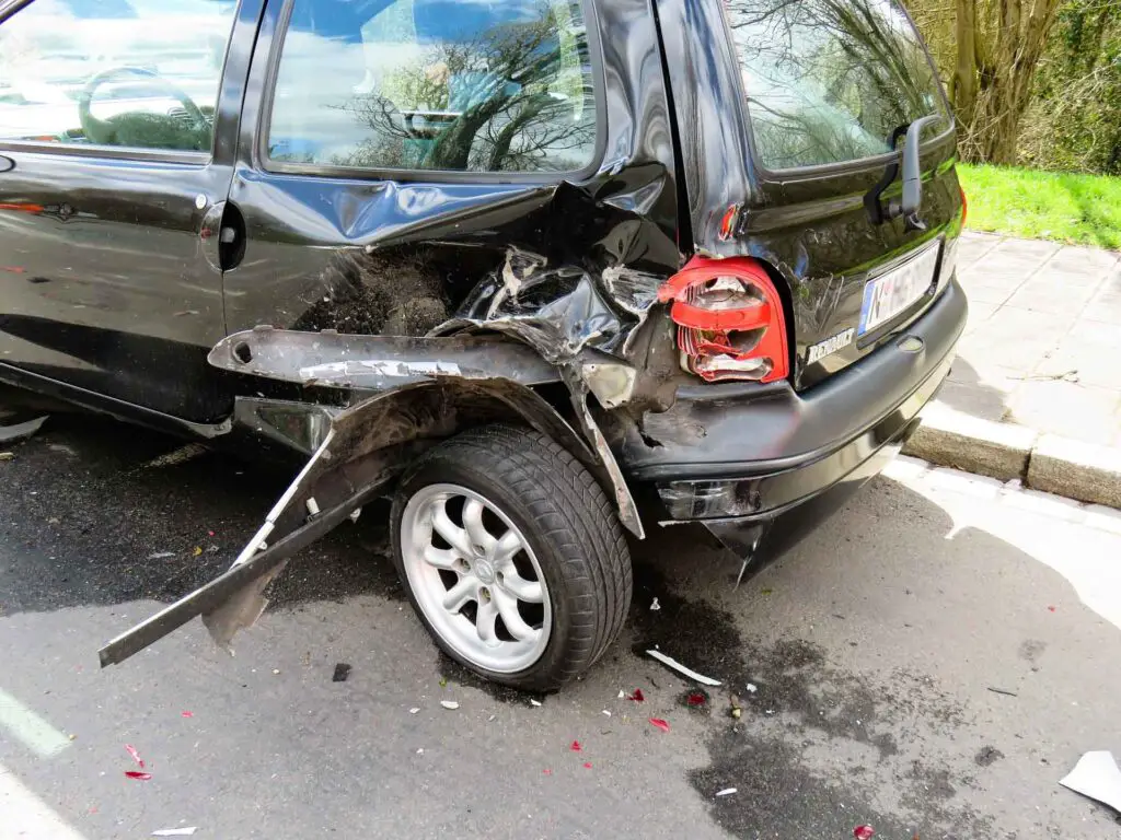 A car with wrecked rear side