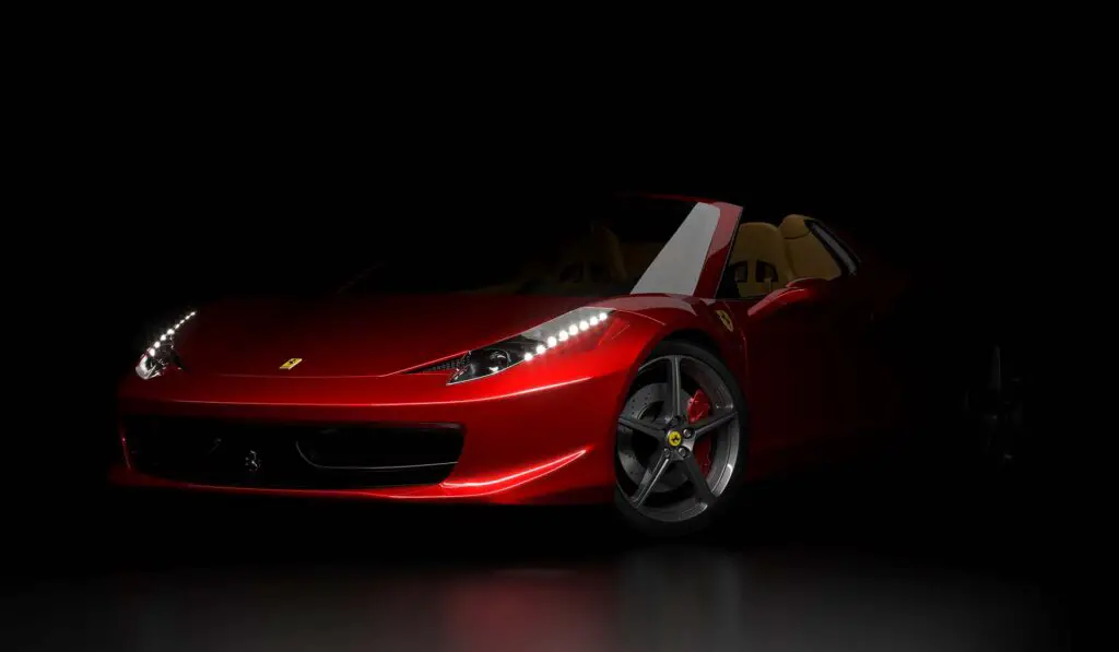 Ferrari 458 Spider studio shots on the dark background. 3d render