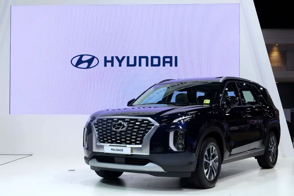 Hyundai Palisade car on display at a car show