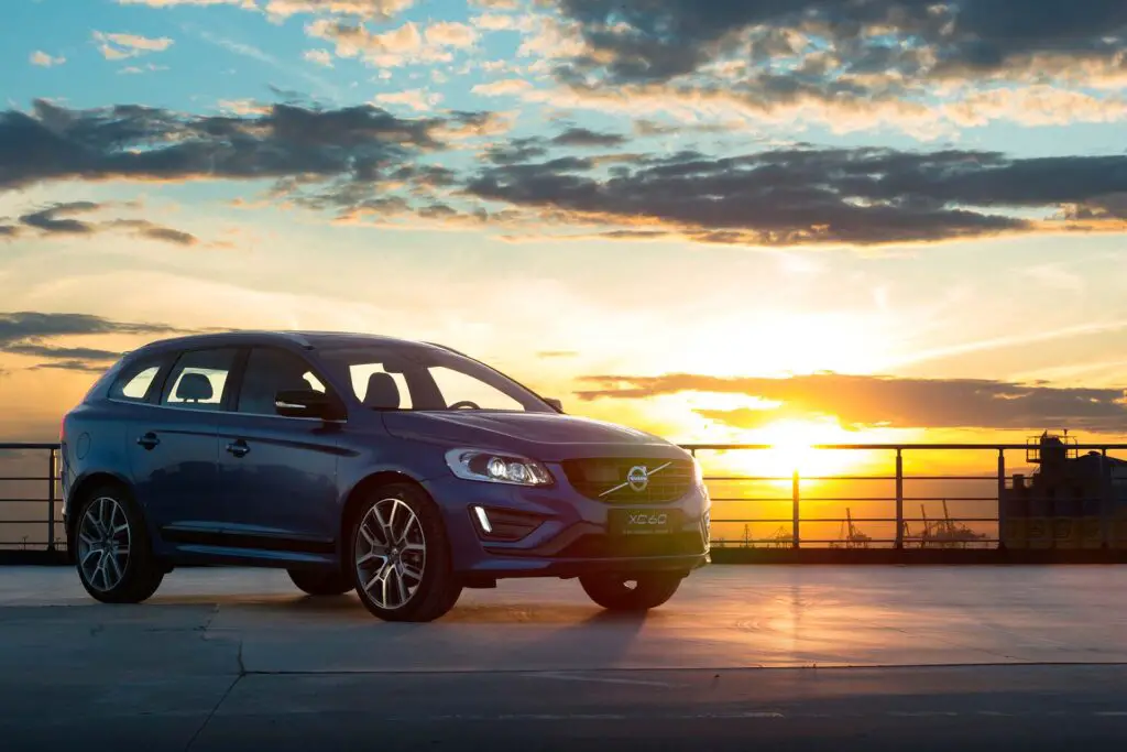 Modern luxury swedish manufactury car Volvo XC60 R-Design Polestar Edition on the test-drive in Sankt-Petersburg at february 16 2017