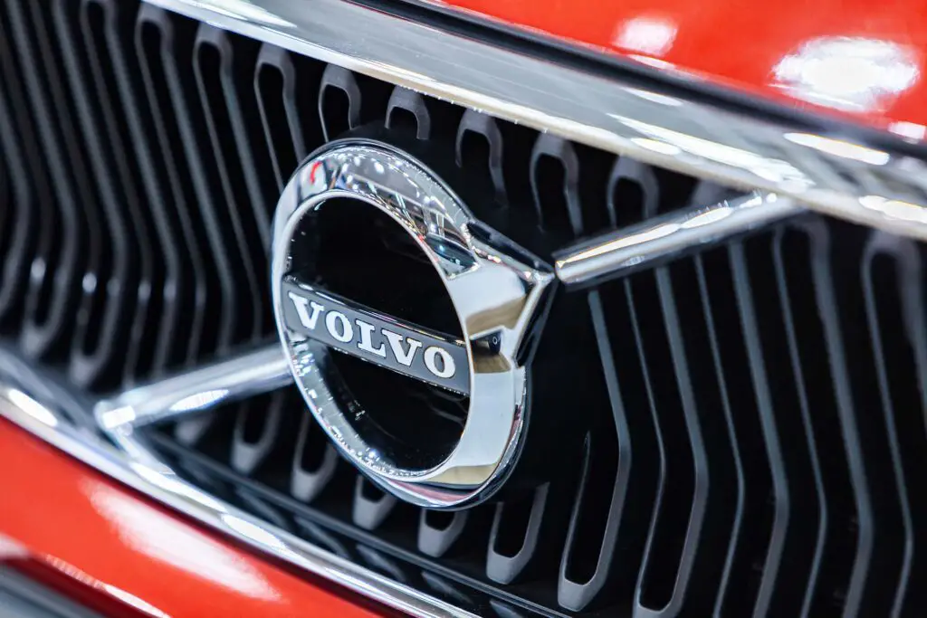 Detail of Volvo car in Belgrade, Serbia. Volvo  is a Swedish multinational manufacturing company founded at 1927.