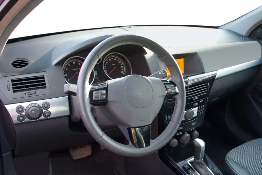 A gray steering wheel
