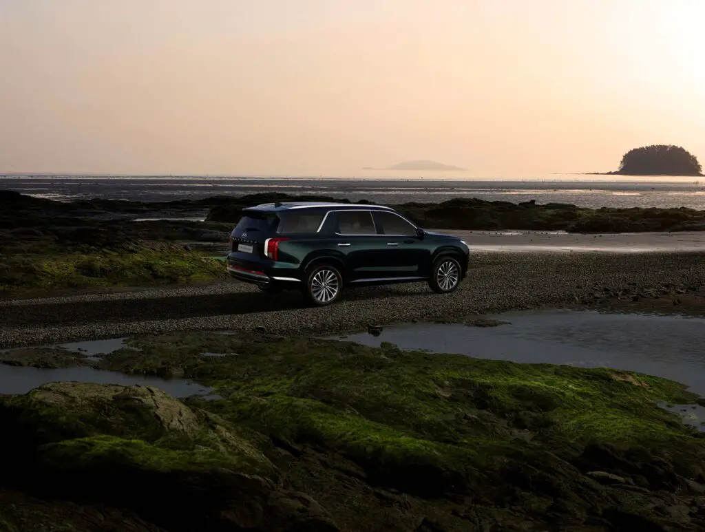 Hyundai Palisade parked near the ocean