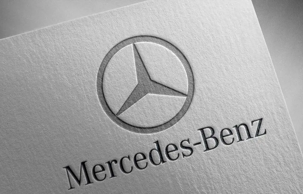 Mercedes benz icon paper texture logo 3d illustration