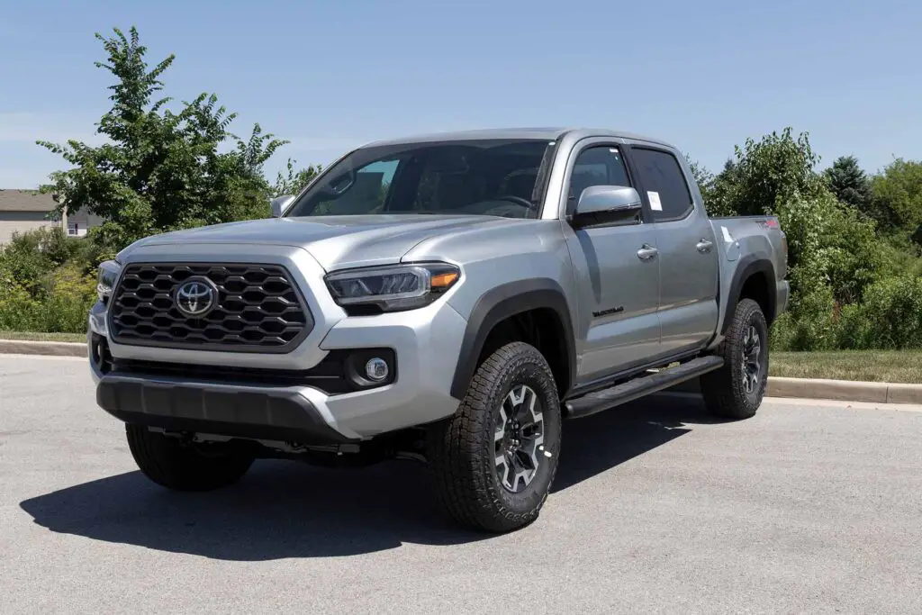 Whitestown - Circa June 2022: Toyota Tacoma display. Toyota offers the Tacoma in SR, SR5, and TRD Sport models.