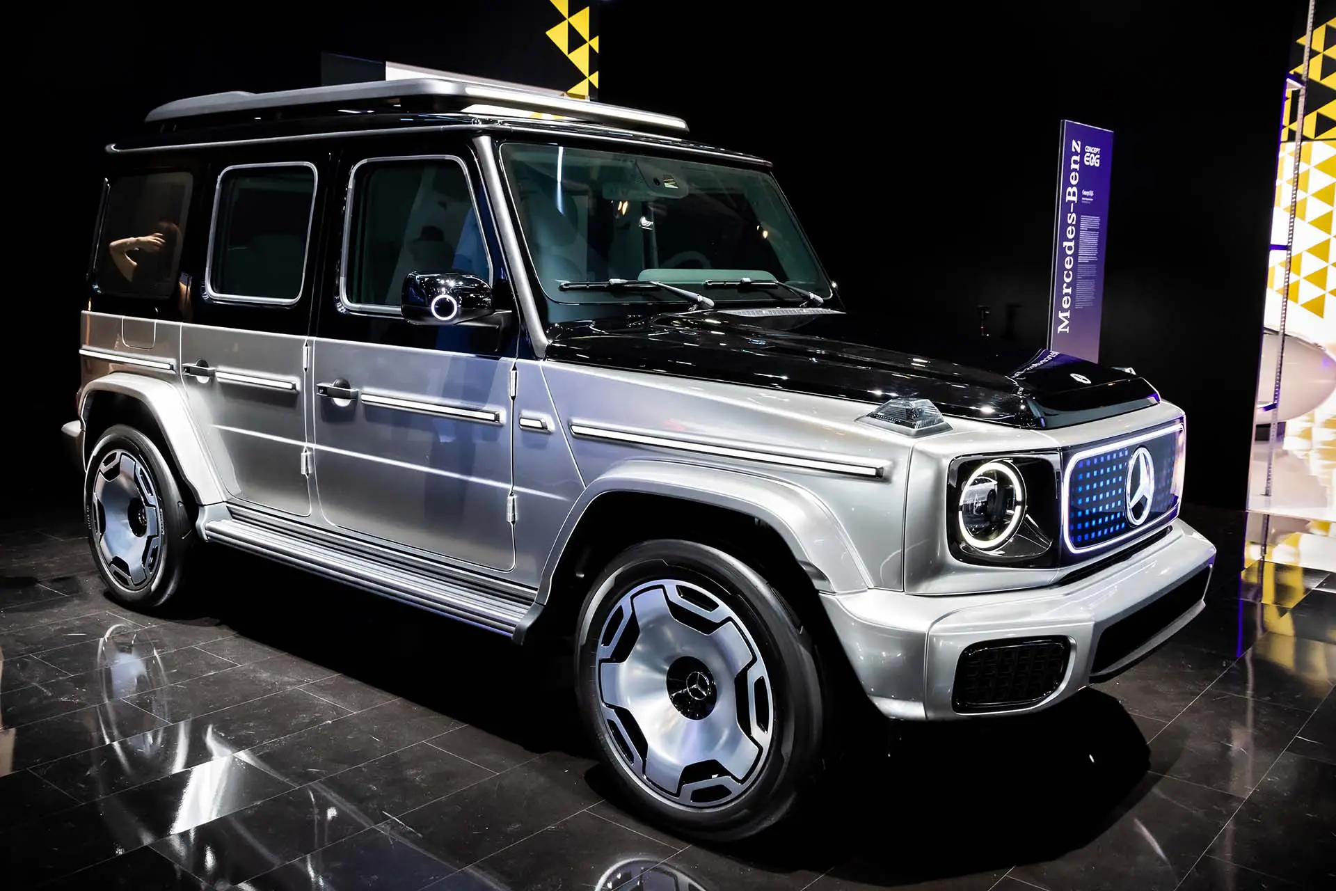 Mercedes Benz EQG concept G-Class electric car showcased at the IAA Mobility 2021 motor show in Munich, Germany - September 6, 2021.