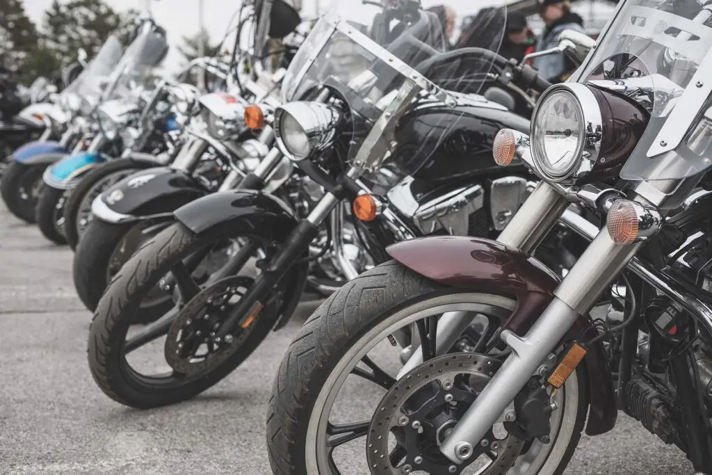 A row of different motorcycle models