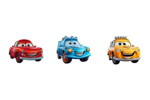 Set of happy smiling cars