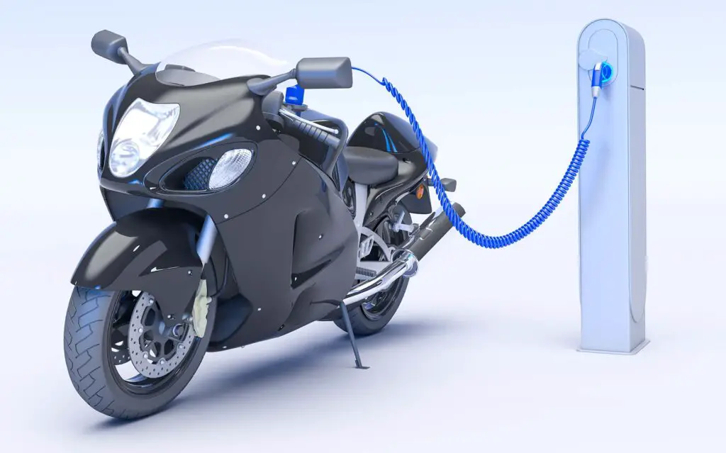 3D rendering of an electric motorbike charging