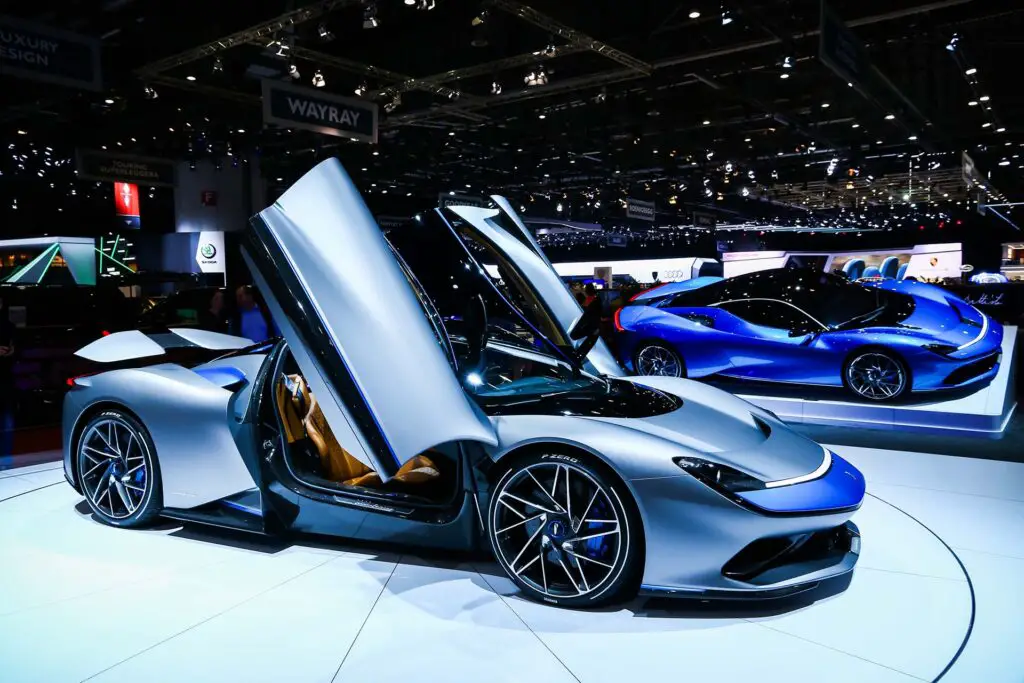 Electric supercars Pininfarina Battista presented at the annual Geneva International Motor Show 2019.