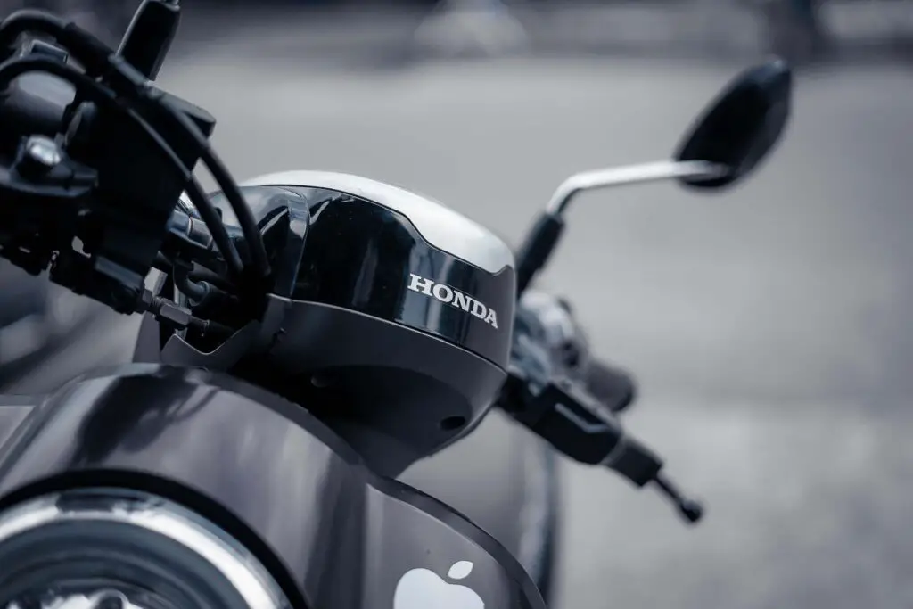 A close-up photo of a Honda motorbike