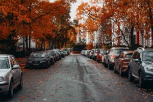 Parked cars on the street