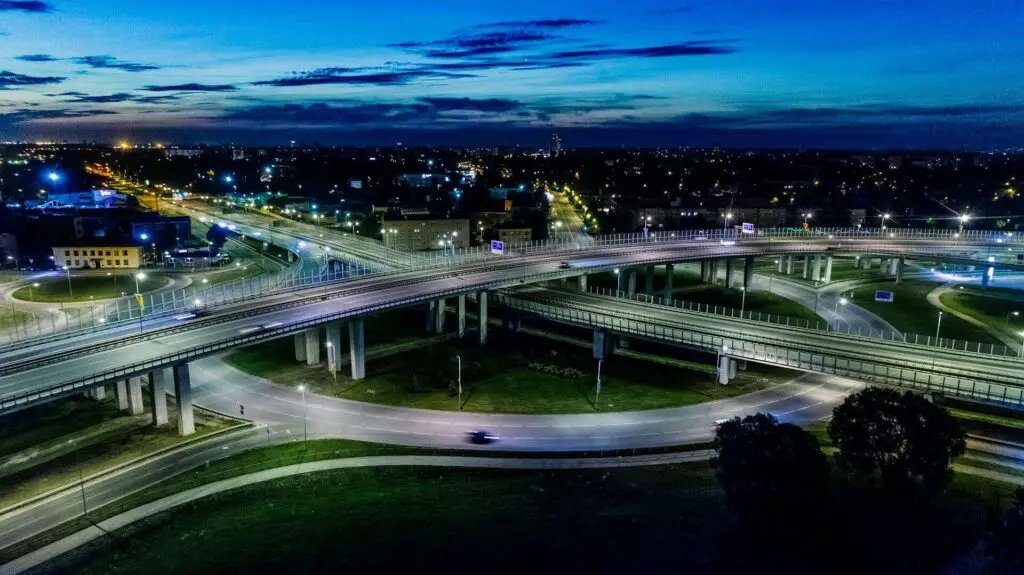 A timelapse photo of a highway