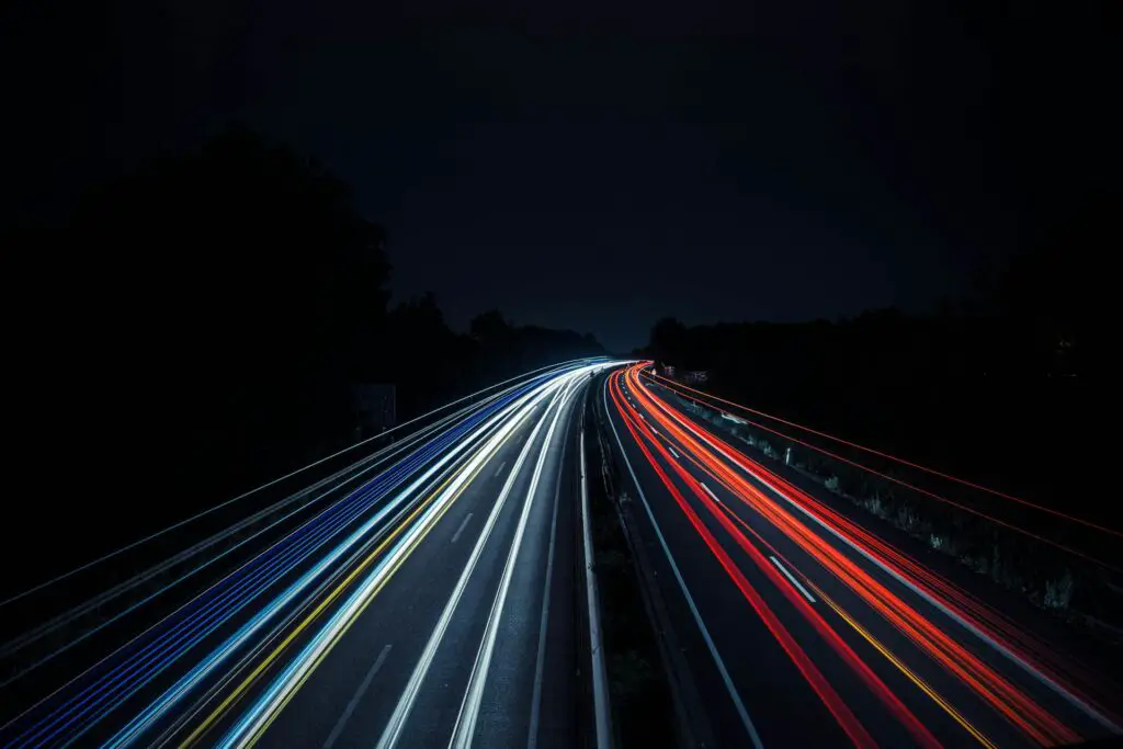 A highway at night