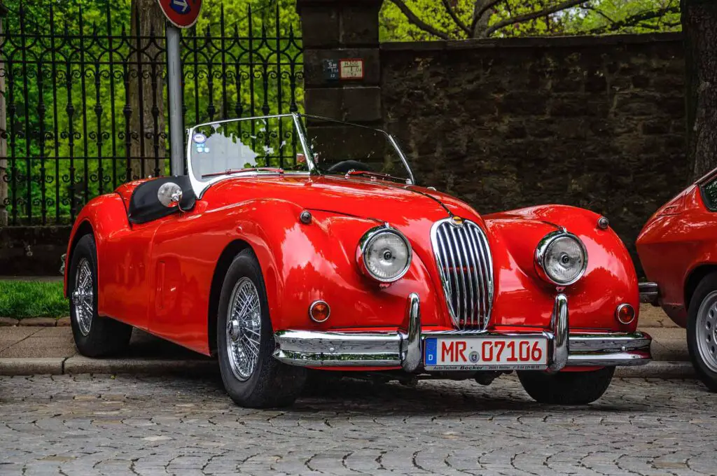 jaguar XK120 carbio roadster retro car on May 9, 2013 in Fulda, Germany