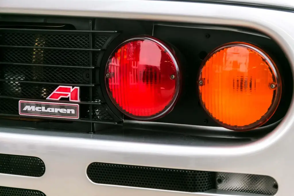 Illustrative Editorial image of the rear lights of a McLaren F1 Sports Car