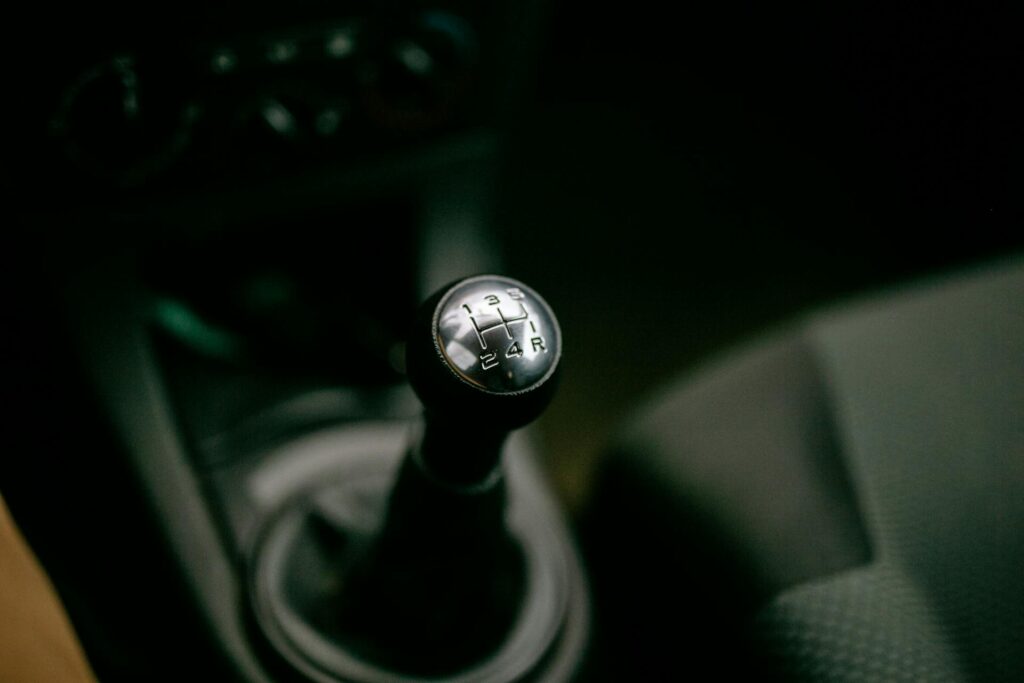 Close-up of a Gear Shifter in a Car