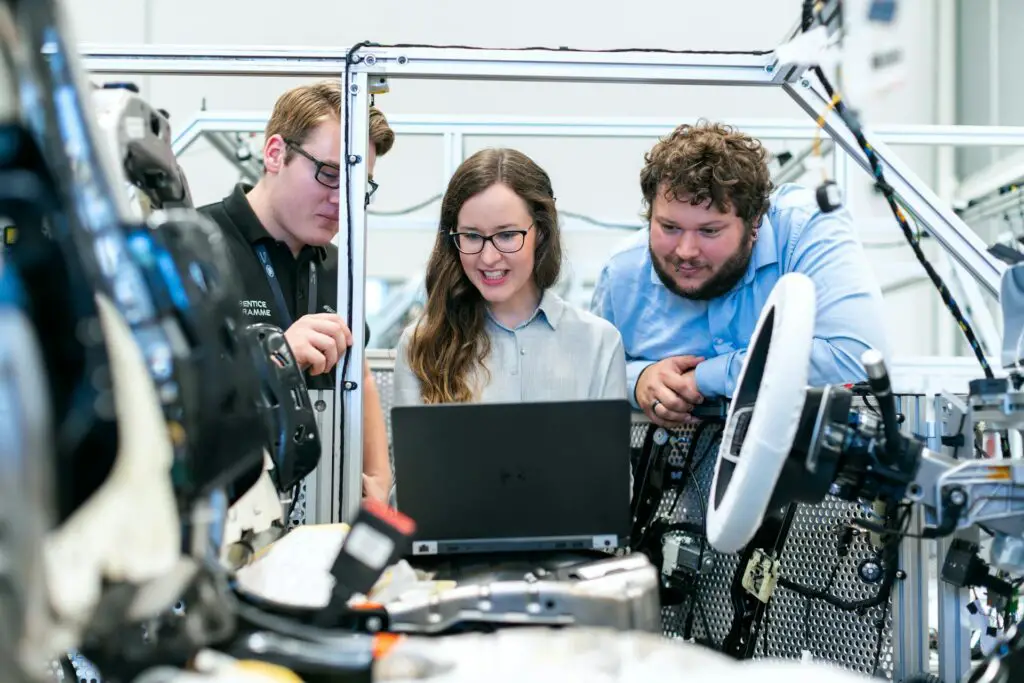 A group of engineers in a shop