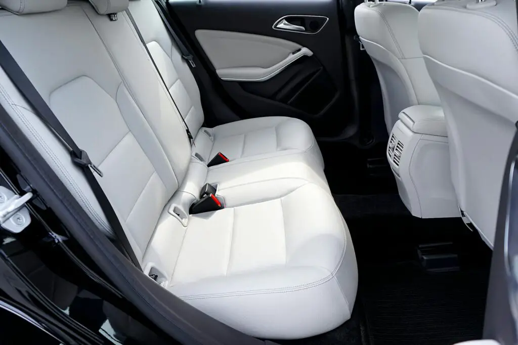 A white leather car interior