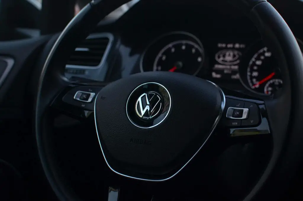 A Volkswagen steering wheel