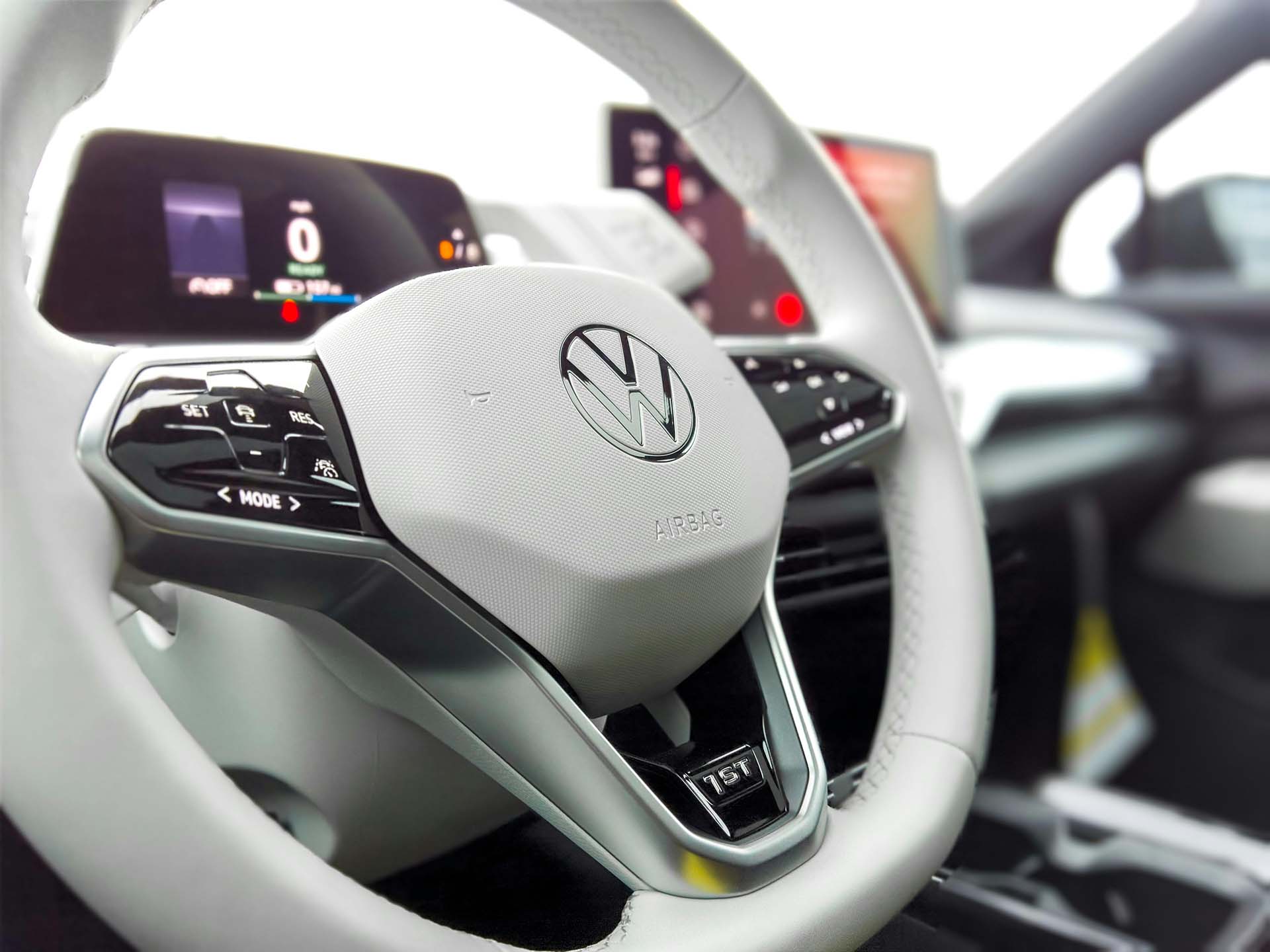 Steering wheel of a Volkswagen car