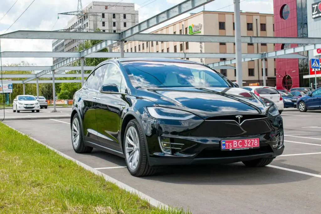 Tesla parked on the street