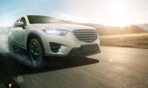 Car driving fast on raod