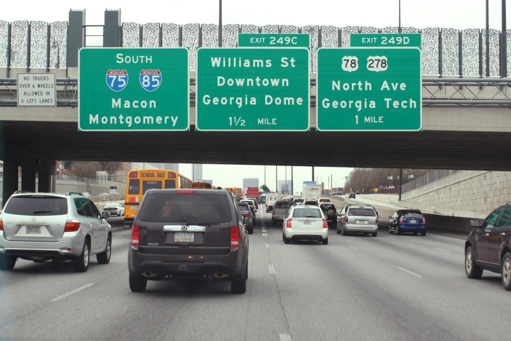 A highway in Atlanta with cars on it
